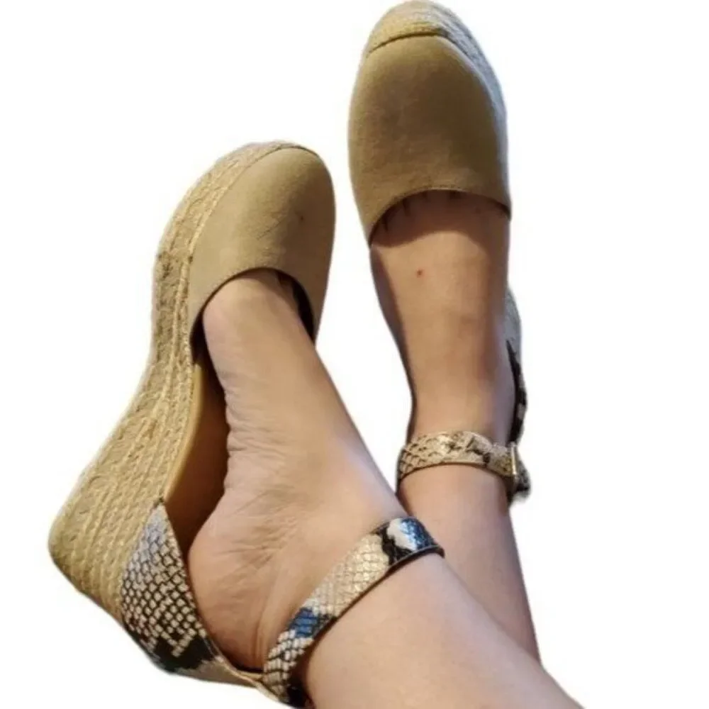 Nine West Espadrille Sandals Platform Shoes Snakeskin Print Women's WOMAN'S 8 M